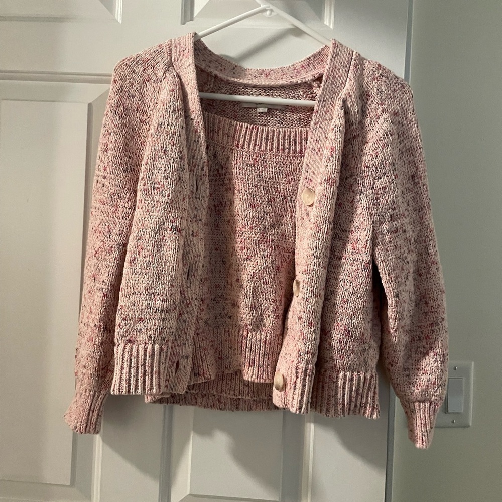 LOFT 2 pc Pink Speckled Sweater & Tank Top Set - Picture 9 of 13